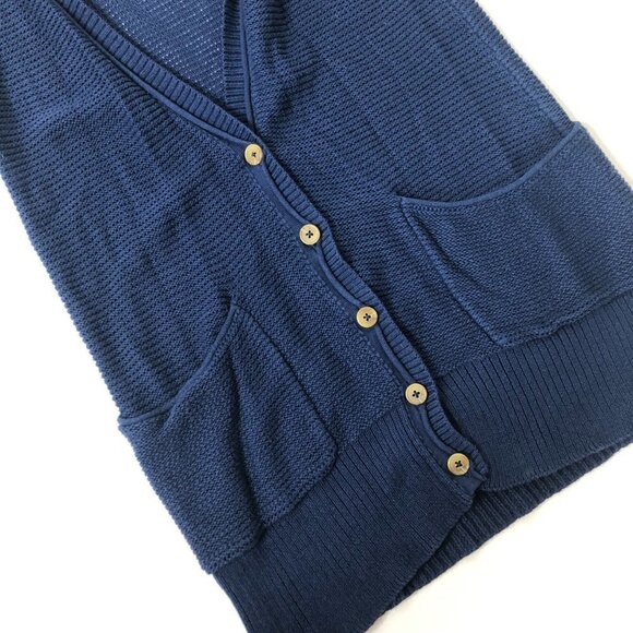 AMERICAN EAGLE Knit Navy 3/4 Sleeve Button Pocket Long Cardigan Cozy Sweater - Picture 8 of 11
